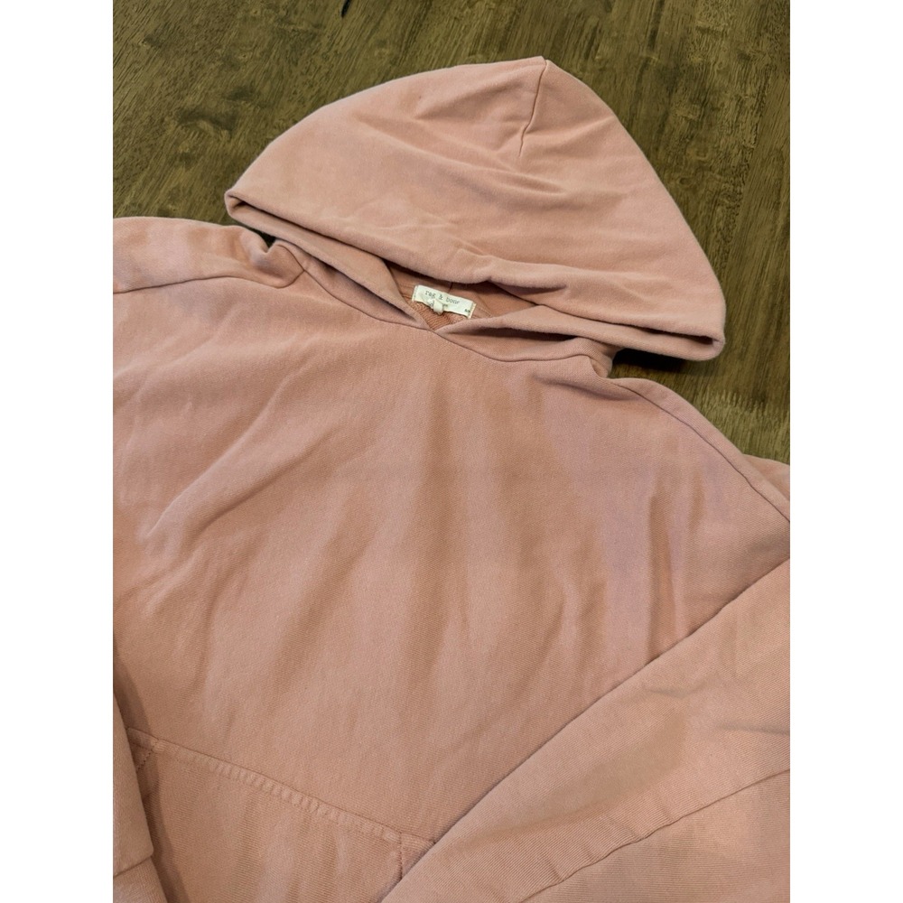 Rag & Bone Hoodie Womens Small Pink Organic Cotton Pullover Sweatshirt Logo